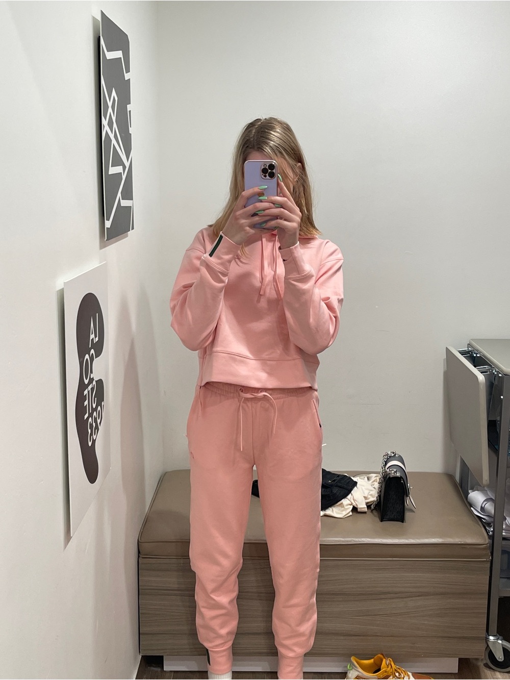 Lacoste Women’s Pink Jogger Sweatpants Set - Cozy Pullover& Drawstring Pants